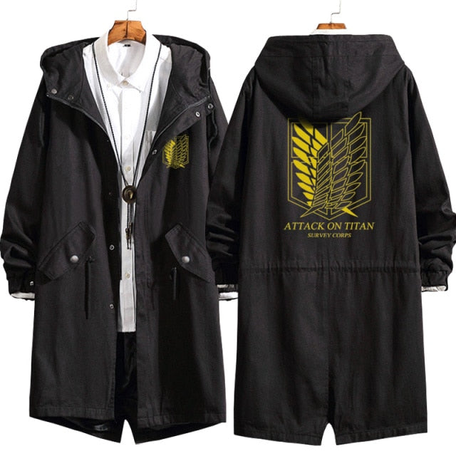 Attack on Titan Eren Levi Wind Trench Coat Jacket