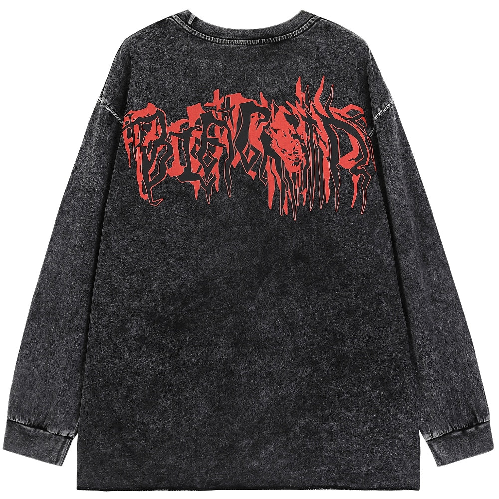 Deathnote Oversized Washed Long Sleeve Crewneck