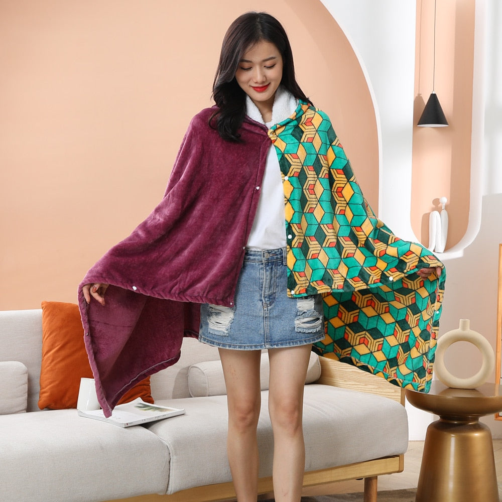 Tanjiro Zenitsu Giyuu Kyoujurou Shinobu Soft Warm Cloak Hoodie