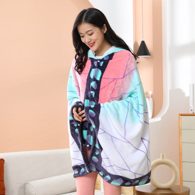 Tanjiro Zenitsu Giyuu Kyoujurou Shinobu Soft Warm Cloak Hoodie
