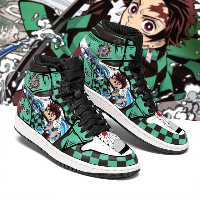 Tanjiro Water Breathing High Top Shoes (Up to size 14 US mens)