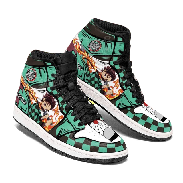 Tanjiro Dance of the Fire God High Tops (Up to size 14 US Men)