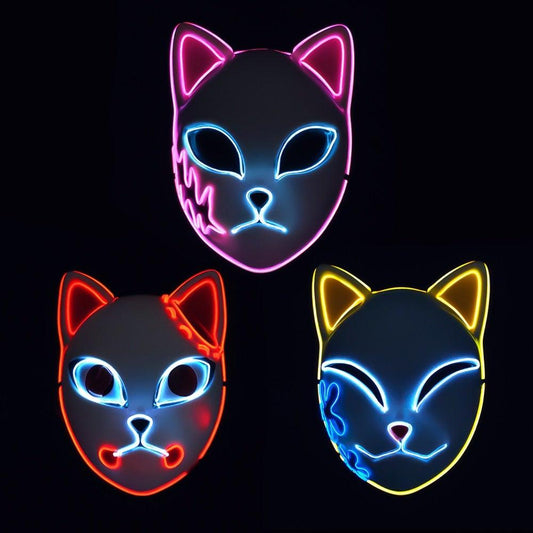 Anime Demon Slayer LED Cosplay Mask - animeweebcity